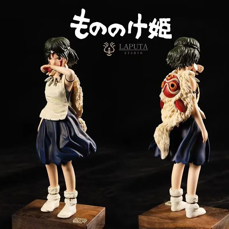 Estatua de PVC de la princesa Mononoke, modelo coleccionable con base de madera, decoración de escritorio para coleccionistas de anime