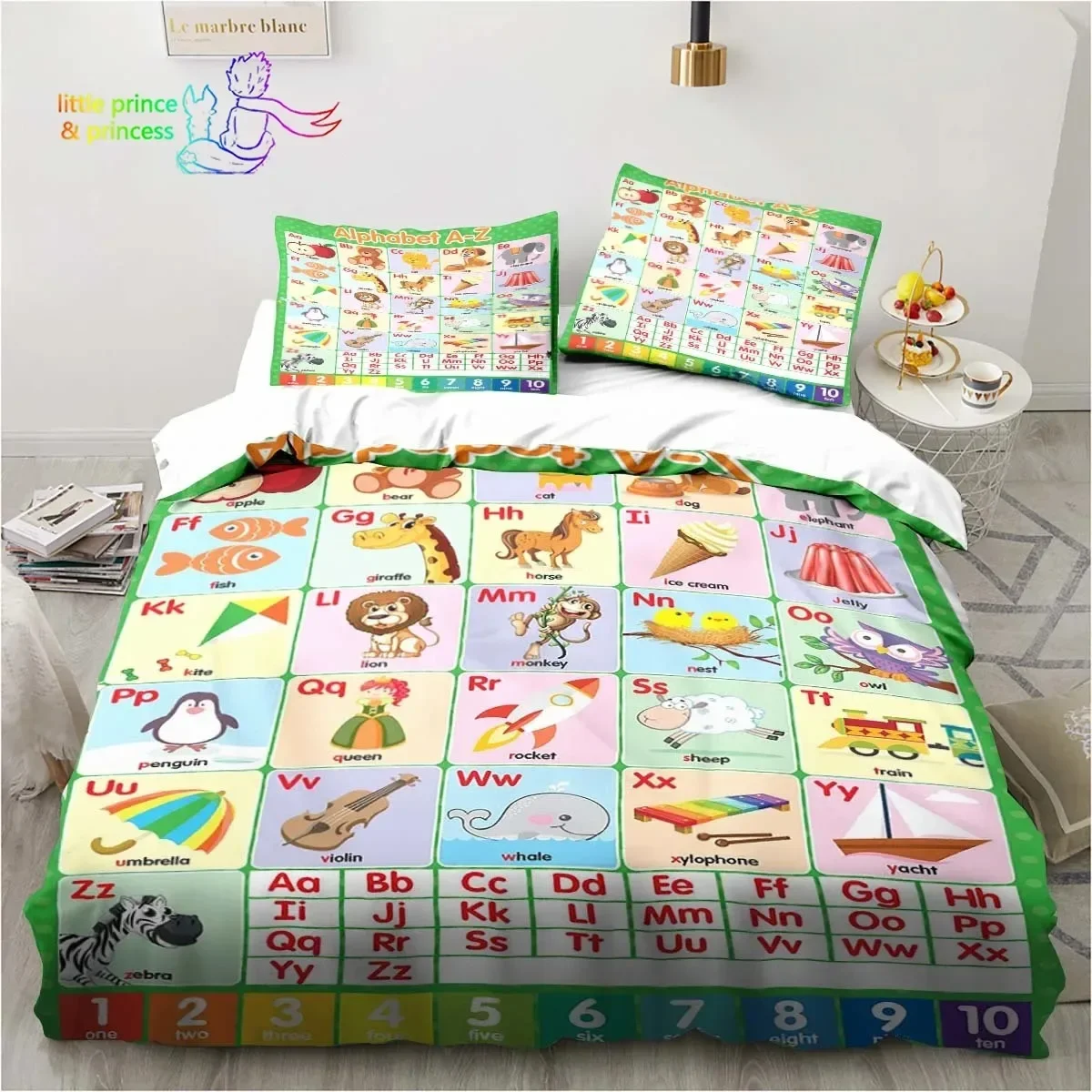 

Educational Alphabet Bedding Set Single Twin Full Queen King Size Bed Set Adult Kid Bedroom Bedding Gift