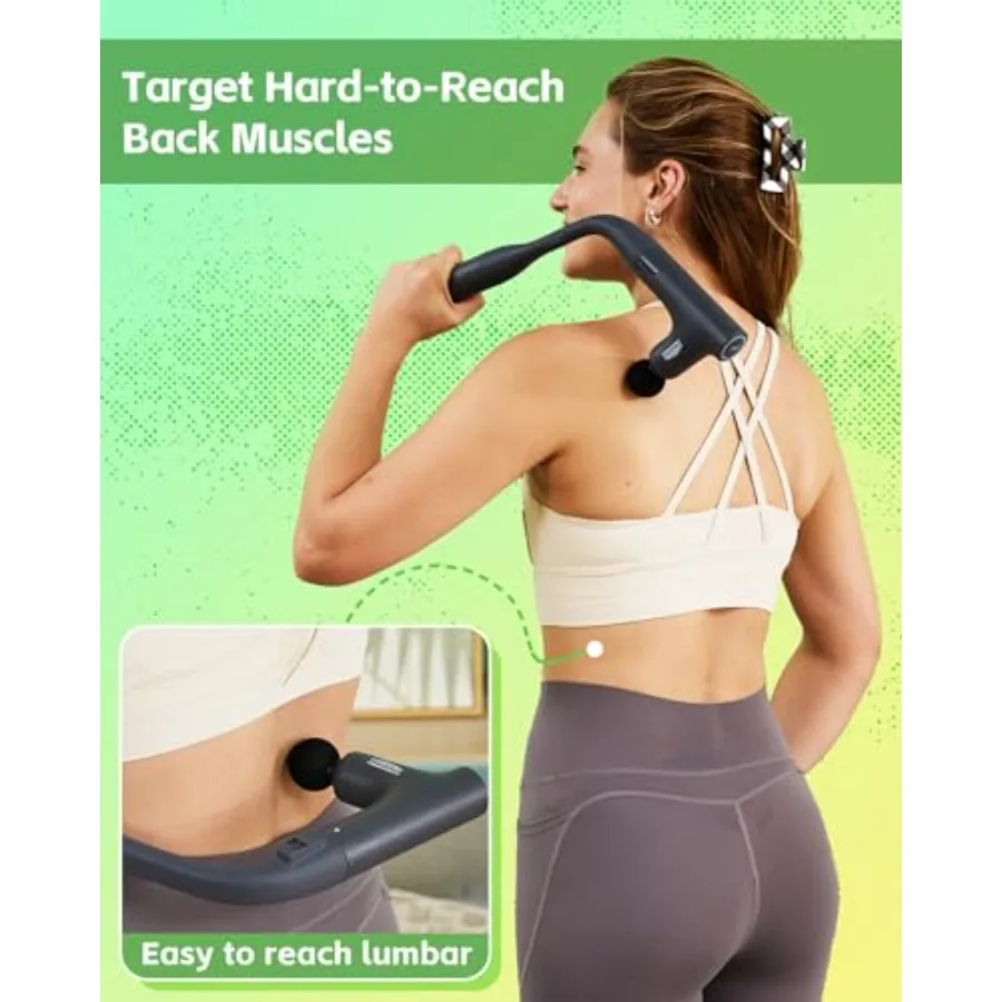 Convertible 3-in-1 Massage Gun Deep Tissue with Extended Handle Back Pain Relief Percussion Muscle Massager for Neck Shoulder M