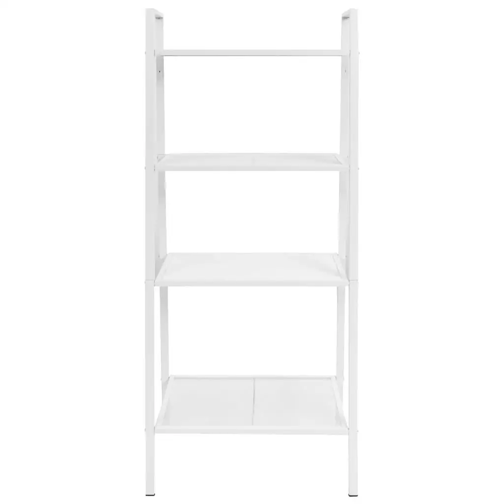 4-Tier White Metal Ladder Bookcase - Stylish Storage Shelves for Home & Office