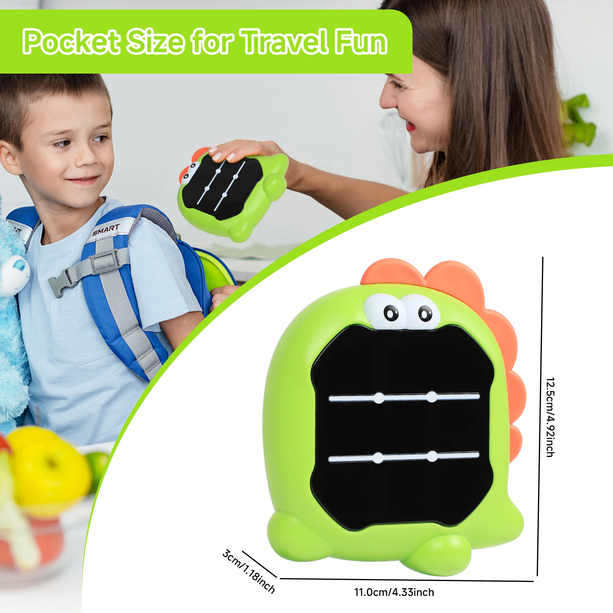 Electronic Tic Tac Toe Game, 3-in-1 Puzzles Portable Handheld Games, Dinosaur Toy for Boys Girls Ages 3+, Portable Learing Travel Toy Gift for Kids