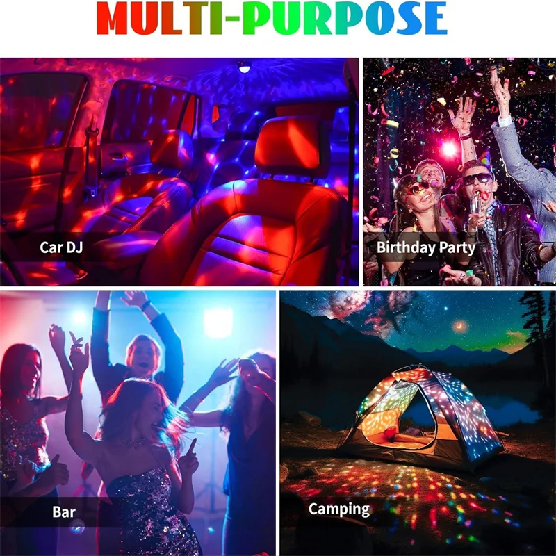 Bola de discoteca para coche, Mini bola de discoteca con batería recargable para música de coche, luces de discoteca multicolores activadas por sonido dentro de su coche