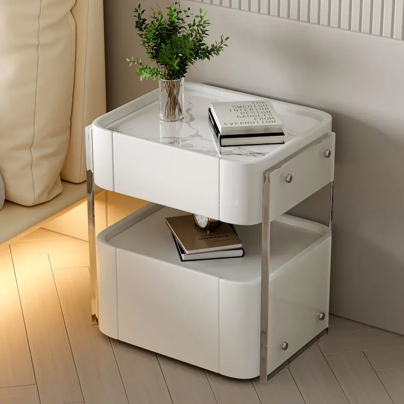 Acrylic Nightstands Furniture Nordic Modern Table Solid Wood Simple Bedside Bedroom Multifunctional Storage Cabinet