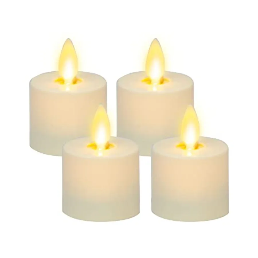 

Flickering Flameless Tealights - Warm LED Light Flame Votives - Battery Operated Decor for Dining Room Table Centerpieces Firep