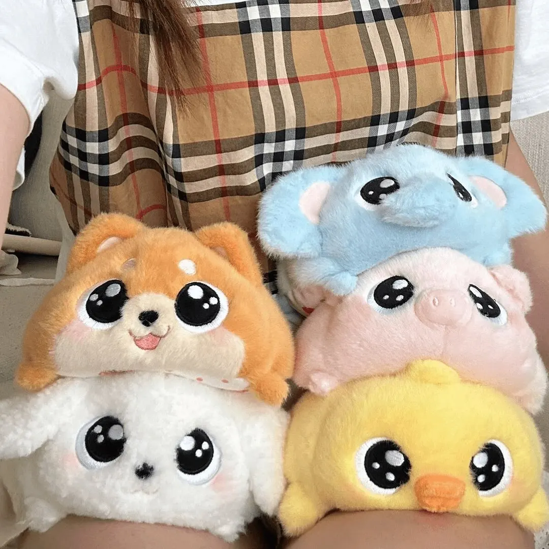 Mini Cartoon Stuffed Animal Little Kitten Elephant Green Duck Monkey Fluffly Fox Plush Toy Desktop Ornam Learning Accompany Doll