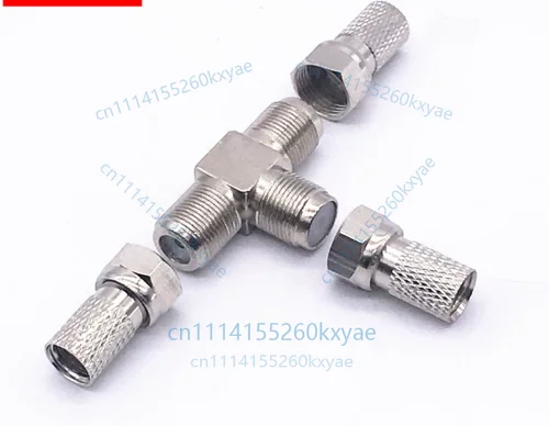Self-tightening spiral tee connector f head one-to-two set-top box connector accessories