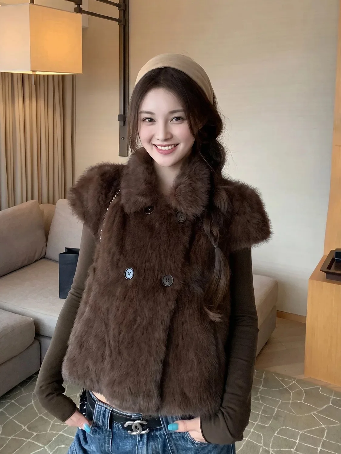 Autumn Winter New Style Women's Cotton Padded Vest Fashionable Eco-friendly Small Cloak Shoulder Pad Jacket Versatile Outerwear