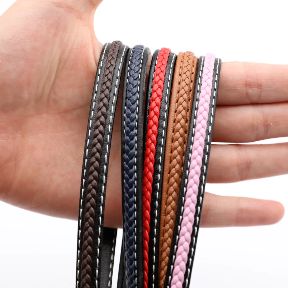 Colorful 8x4mm Flat Braided Faux Leather Bracelet Findings Pu Leather Cord String Rope Diy Bag Necklace Bracelet Jewelry Making