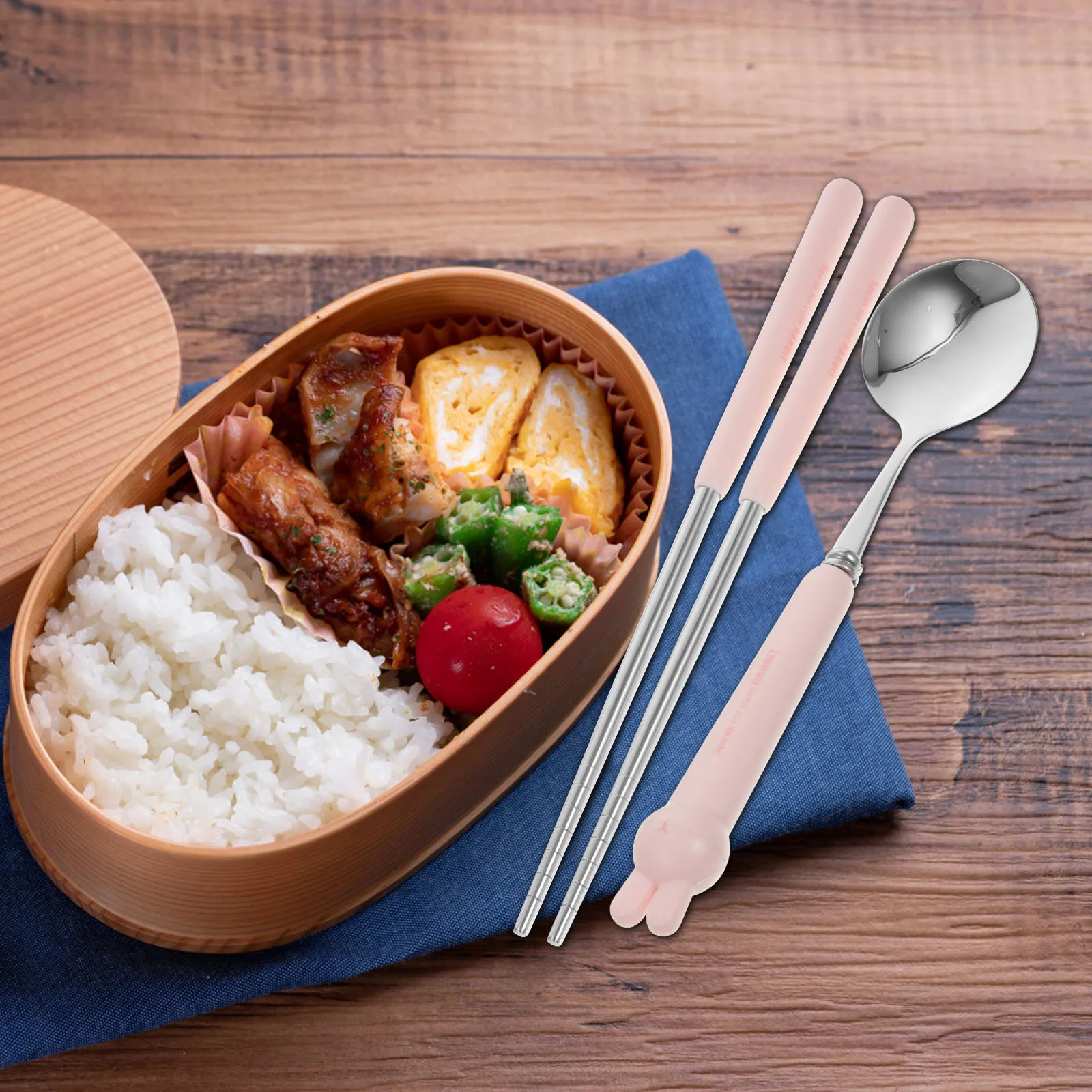 

1 комплект, ланч-бокс, набор столовых приборов, портативная ложка из нержавеющей стали, палочки для еды, дорожная посуда, чехол для хранения, многоразовое серебро