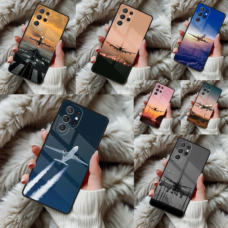 Aircraft Airplane Fly Travel Phone Case For Samsung Galaxy S24 S25 S26 Ultra S22 S23 Plus S21 S20 FE Note10 TPU Cover