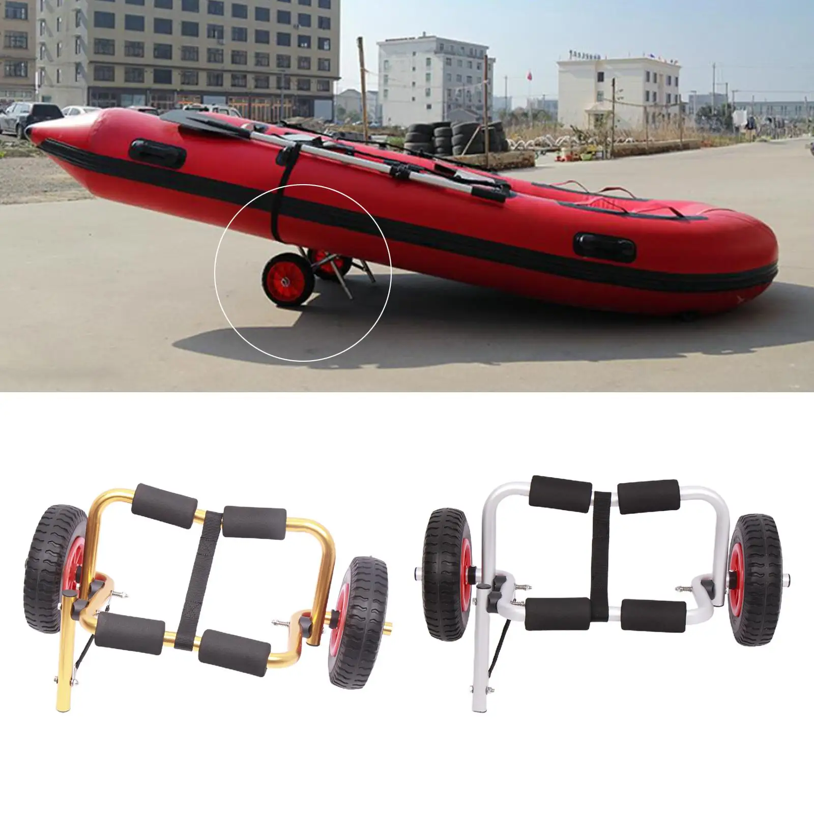 Universal Kayak Cart Dolly Airless Tires Foldable Trailer Sand Wheels Aluminium