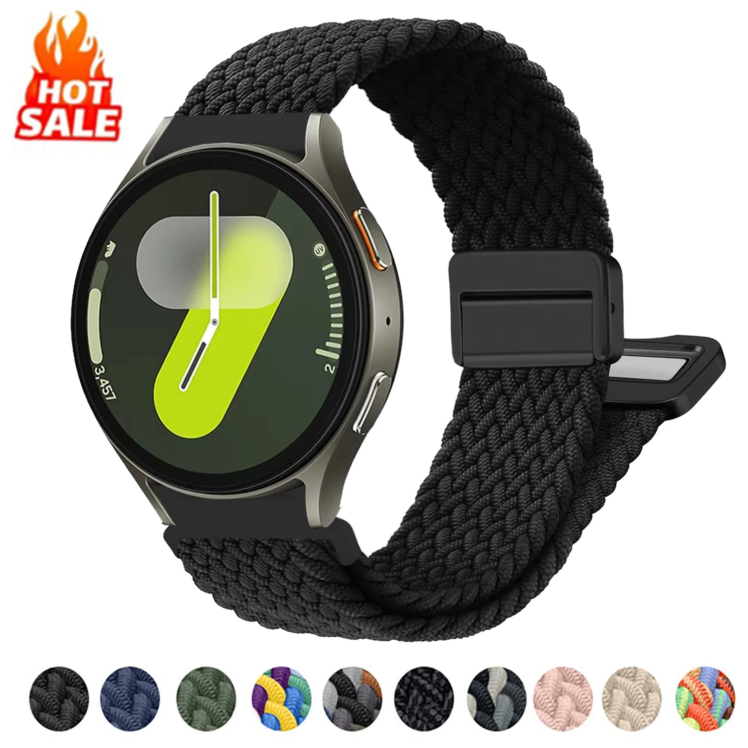No Gaps Magnetic Strap For Samsung Galaxy Watch 7 6 5 4 44mm 40mm/5 pro Braided bracelet Galaxy watch6 watch4 classic 47 43 Band