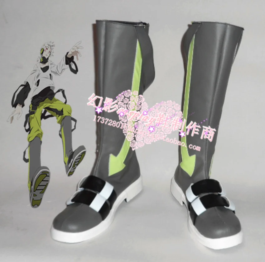 

Kagerou Project Konoha Cosplay Costume Shoes Grey Handmade Faux Leather Boots Carnival Halloween Boots