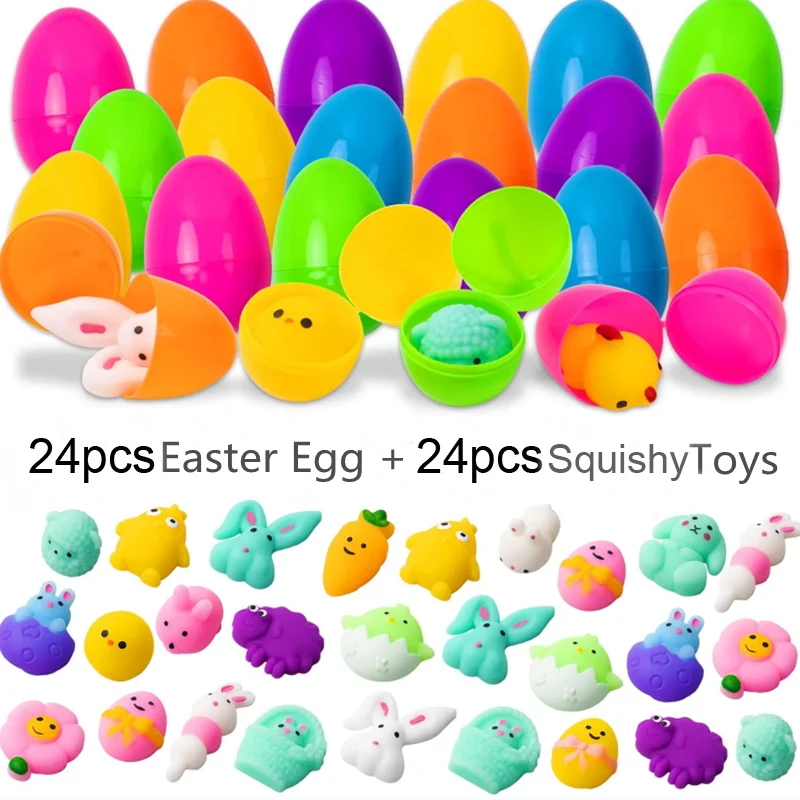 

24PCS Easter Squishy Toys Stress Relief Toys for Kids Class Game, Kawaii Squeeze Squishy Toys,Gifts Bulk, Party Favors Supplies