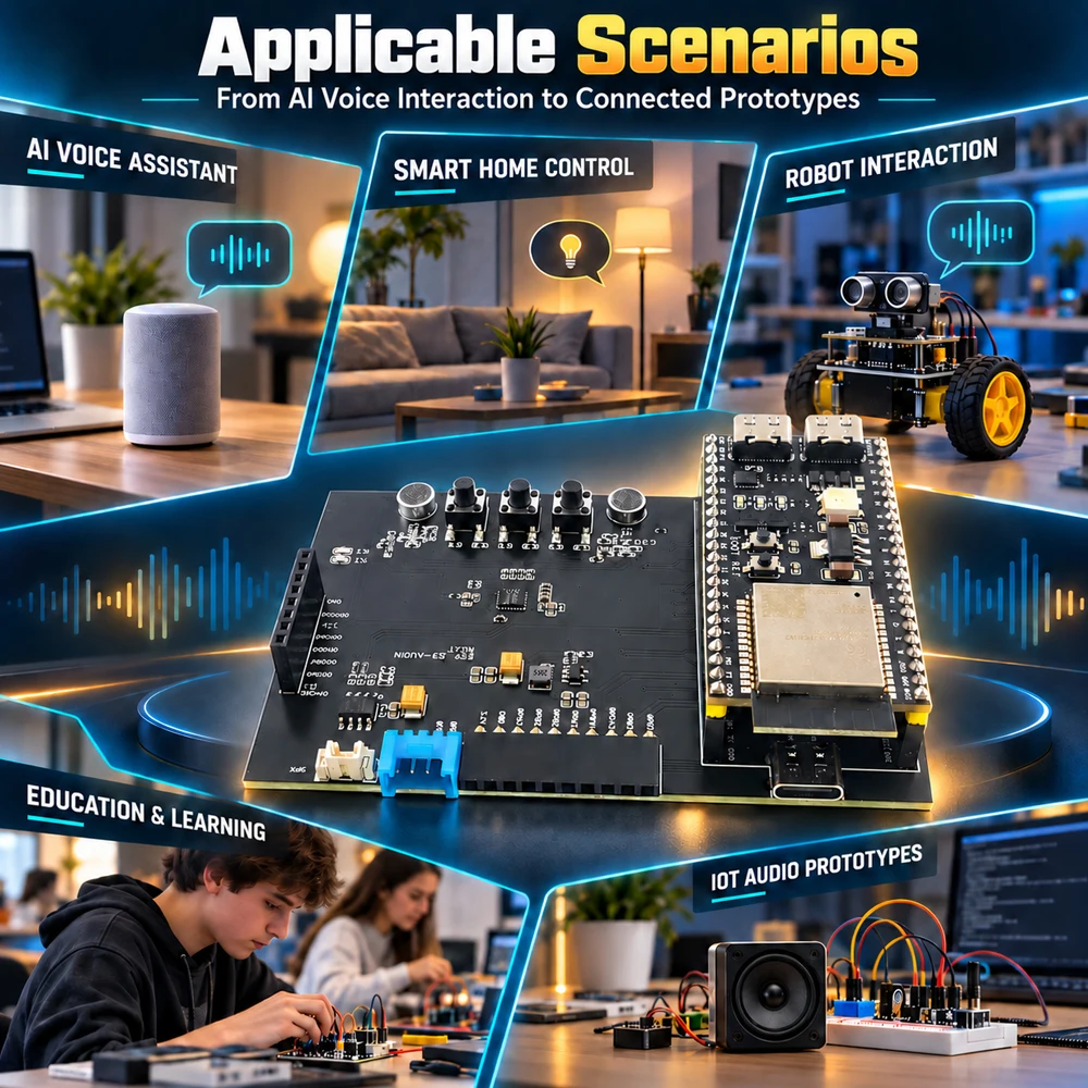 ESP32-S3 N16R8 Entwicklungsboard WiFi-Modul-Kit mit Doppel-Mikrofon-Lautsprecher für KI-Sprachinteraktion DIY IoT Smart Home Erweiterung – Detail 6