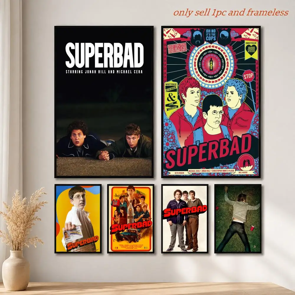 Movies S-Superbad Poster Mural HD Wall Decals for Bedroom Living Room Home Self-Adhesive Decor Gift