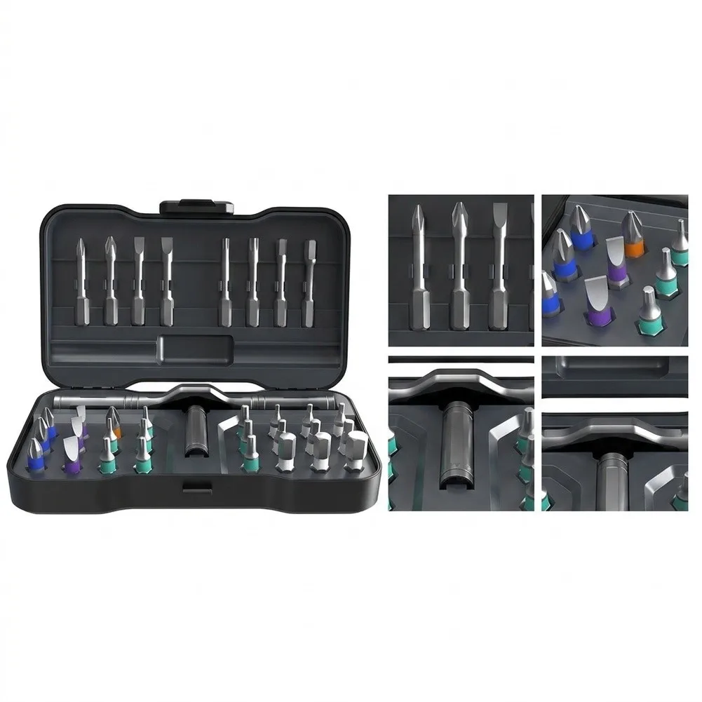 32 Piece Ratchet Screwdriver Kit with Ergonomic T Handle and 32 For S2 Alloy Bits for DIY Projects and Maintenance