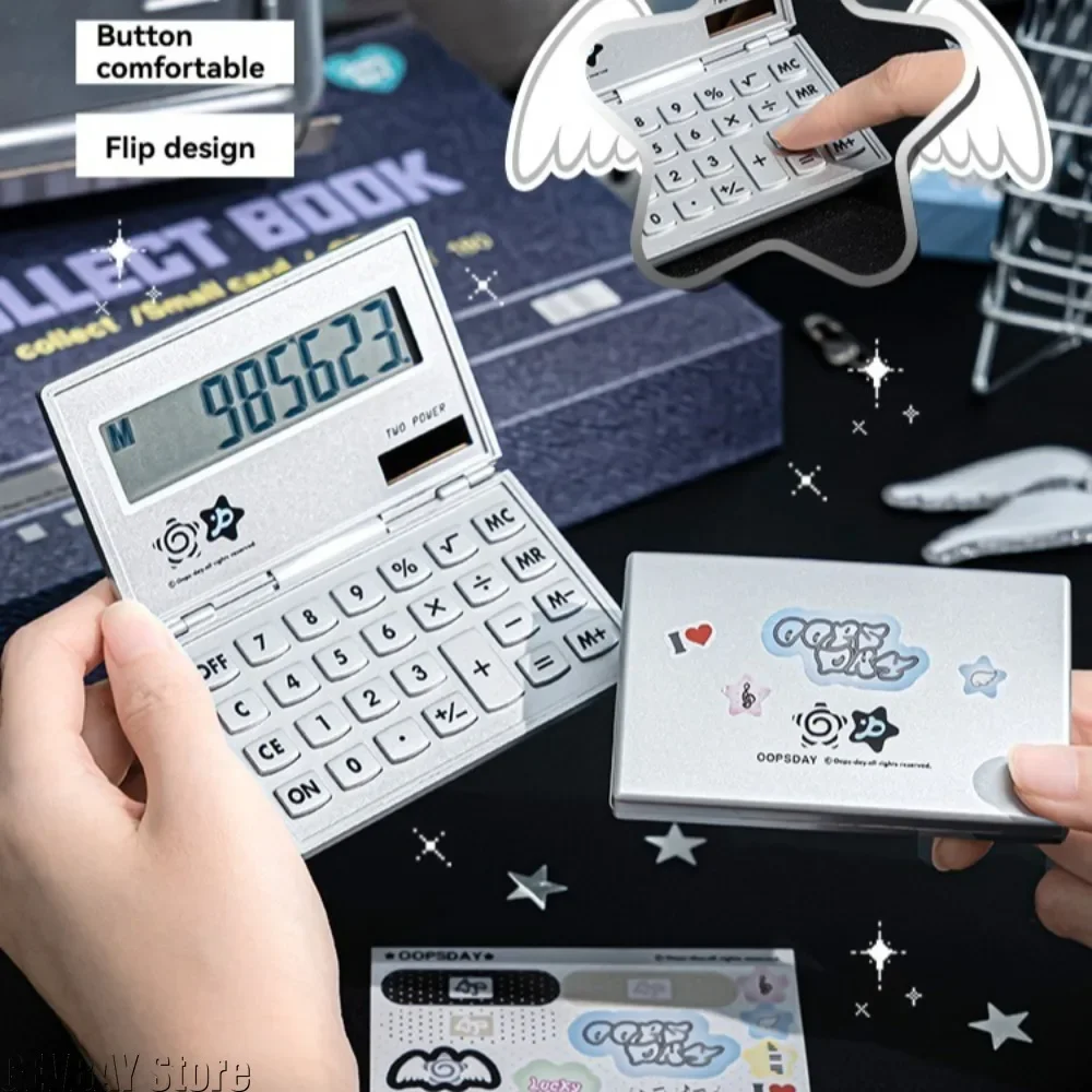 Y2K Retro Style Calculator DIY Portable Comfortable Clamshell Design Ultra Clear Screen Ancient Style Mini Office Financial Tool