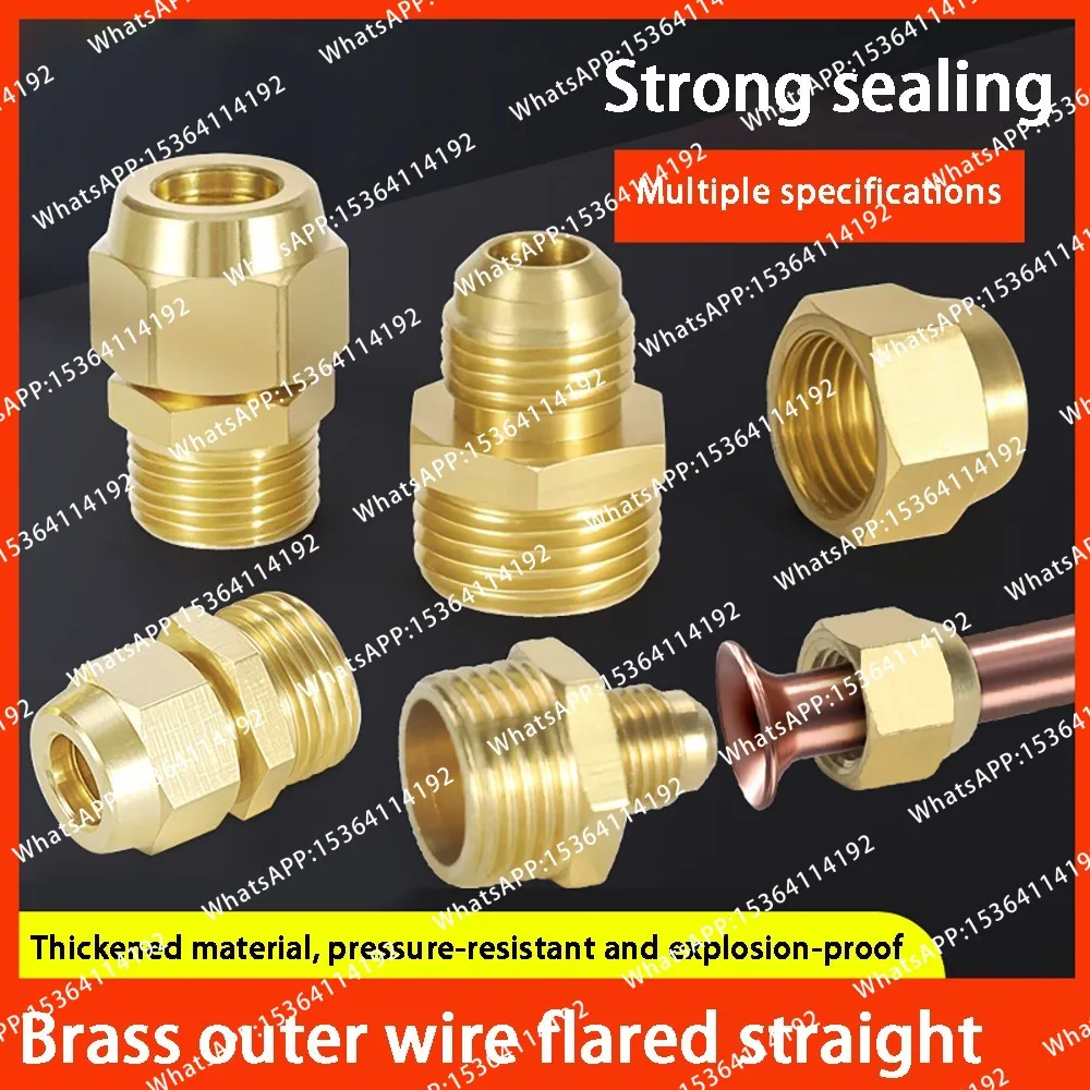 Full copper outer wire bell mouth straight pipe connector 1/2/3/4 points air conditioning refrigeration copper YouTube straight
