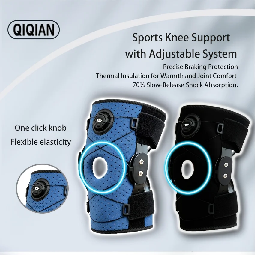 Adjustable Hinged Knee Brace with One-Click Knob Breathable Compression Knee Support for Running Gym Basketball Knee Pain Relief