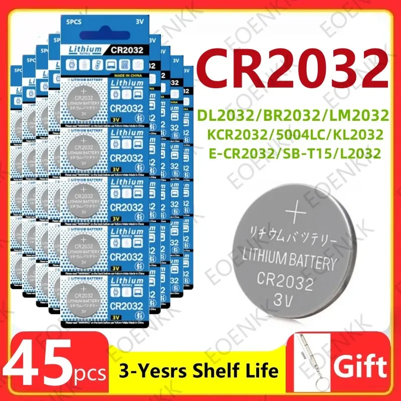 

NEW 45PCS 3V CR2032 Lithium Button Battery BR2032 ECR2032 LM2032 5004LC Coin Cell Watch Batteries For Toy Clock Remote Control