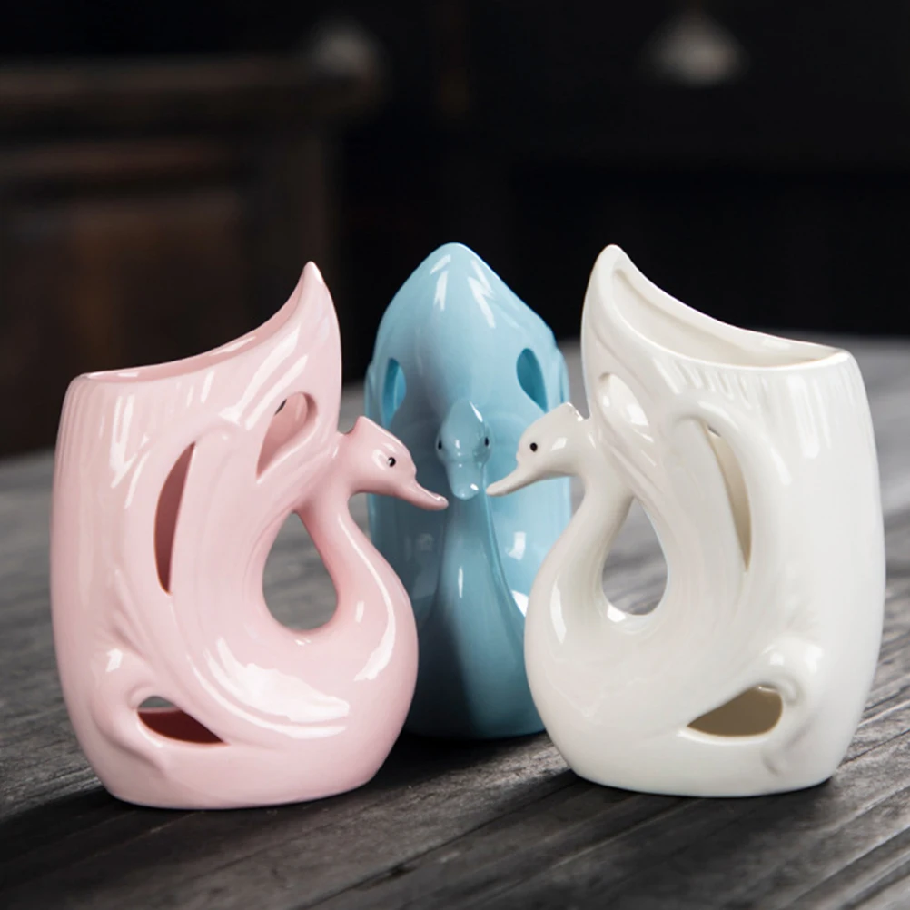 

Ceramic Swan Vase Desktop Plant Pot Flower Arrangement Holder Decorative Multifunctional Decor Swan Planter Ceramic Flower Pot