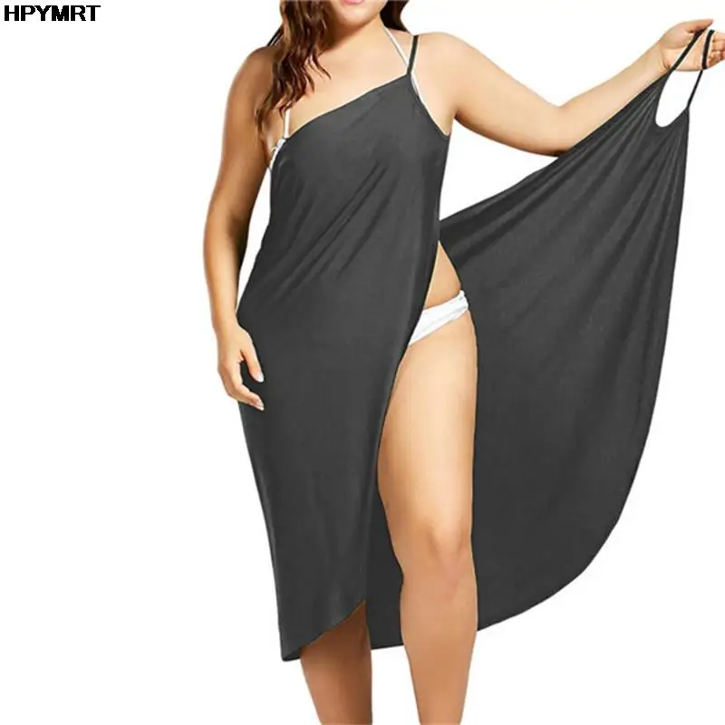 Women Sexy Beach V-Neck Sling Dress 2022 Summer Towel Backless Swimwear Cover Up Wrap Robe Female Tropical Dresses S-5XL Female