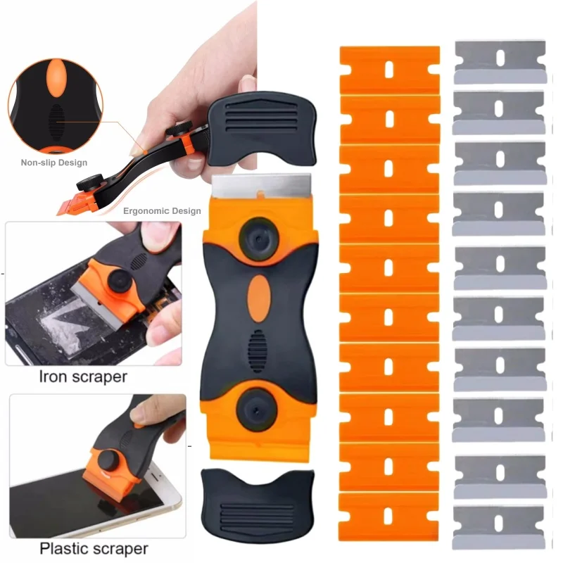 

Многофункциональный 21 шт. двусторонний скребок с 20 шт. лезвие для бритвы, автонаклейка, клей для удаления льда, очиститель для стекла, автомобильный ракель, нож