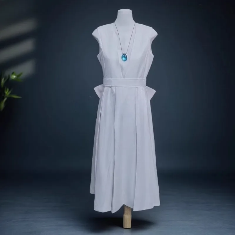 Identidade v menina cosplay traje elegante vestido branco com colar peruca terno para mulheres meninas anime festa rolepaly outfit