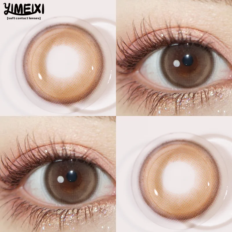 YIMEIXI 1 Pair Korean Lenses Colored Contact Lenses with Degree Myopia color cosmetic Brown Lenses Natural Eye Lenses color cosm