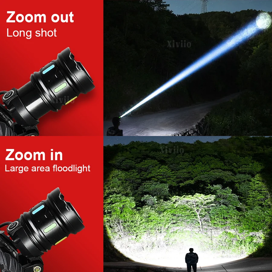 990000000LM Most Powerful Headlamp White/Yellow Lights Rechargeable LED Headlights Lighting 4km Camping Fishing Head Flashlight