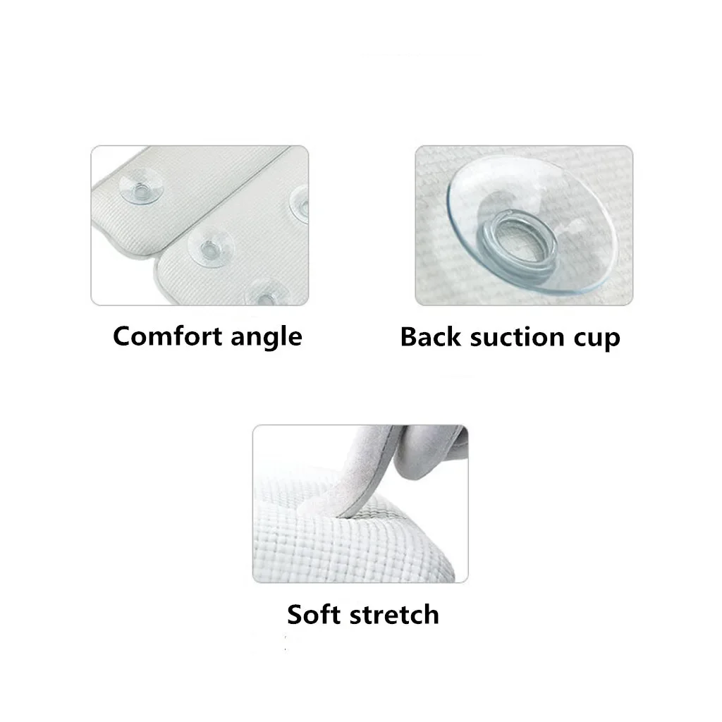 SPA Bath Pillow Non-slip Bathtub Headrest Soft Neck Back Waterproof Home Spa Bath Pillow Comfort Cushion Bathroom Accessories