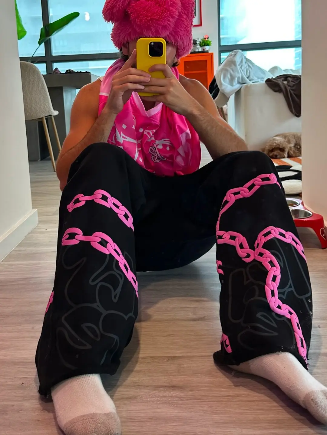 

Y2k розовые спортивные штаны с цепочкой, мужские повседневные мешковатые брюки, спортивные брюки с эластичной резинкой на талии, спортивные штаны, уличная одежда, мужская одежда для бега