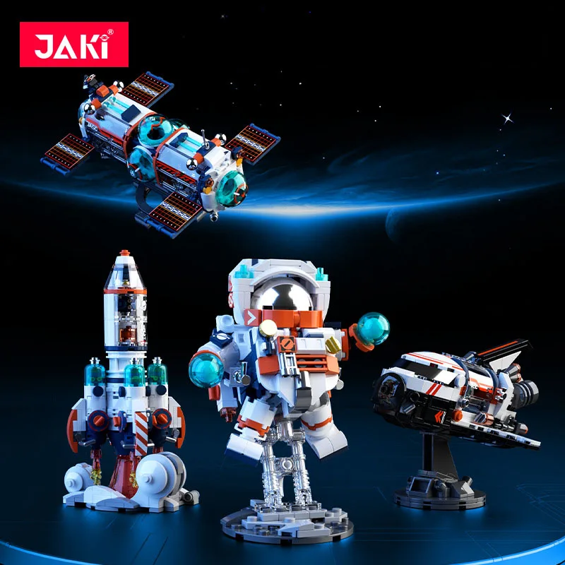 كتل بناء سلسلة JAKI-Space للأطفال ، رائد الفضاء ، الفضاء ، الاستكشاف ، الطائرات ، نهر النجوم ، المحطة الفضائية ، النموذج ، اللعب