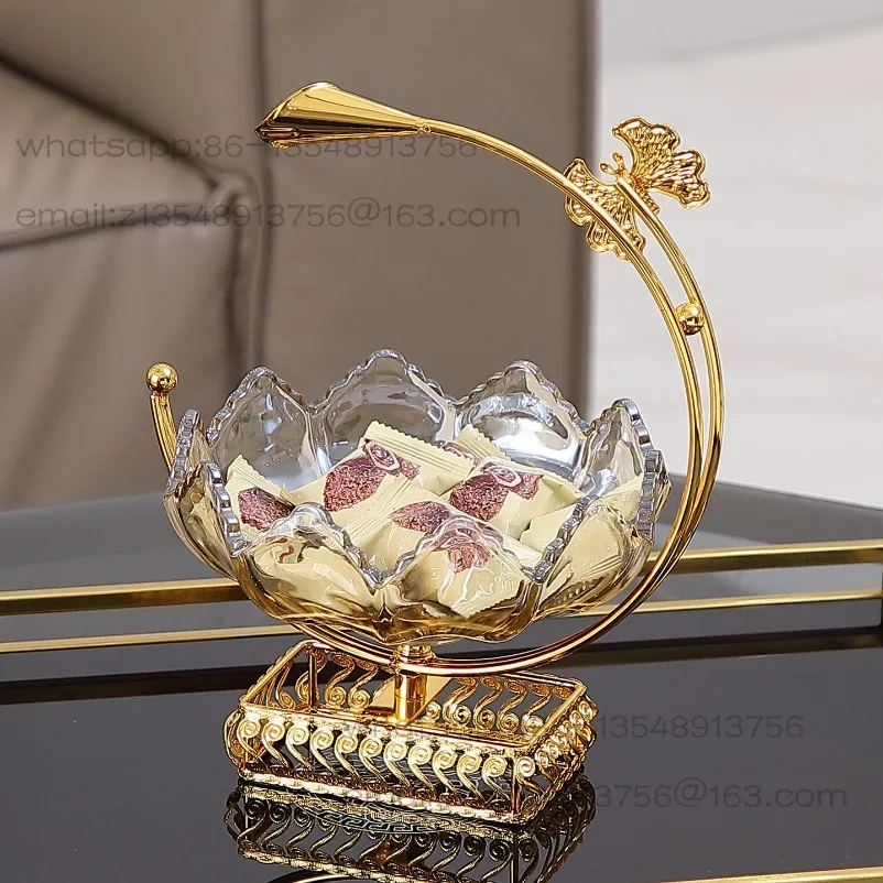 

Light Luxury Crystal Glass Fruit Plate European Home Living Room Coffee Table Exquisite Creative Snack Storage Plate