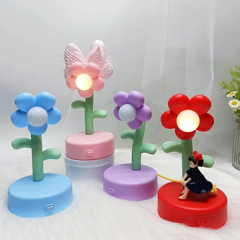 Kids Night Light Lovely Flower Night Lamp Bedside Night Lamp with Soft Warm Light Toddler Baby Night Light Tabletop Decorations