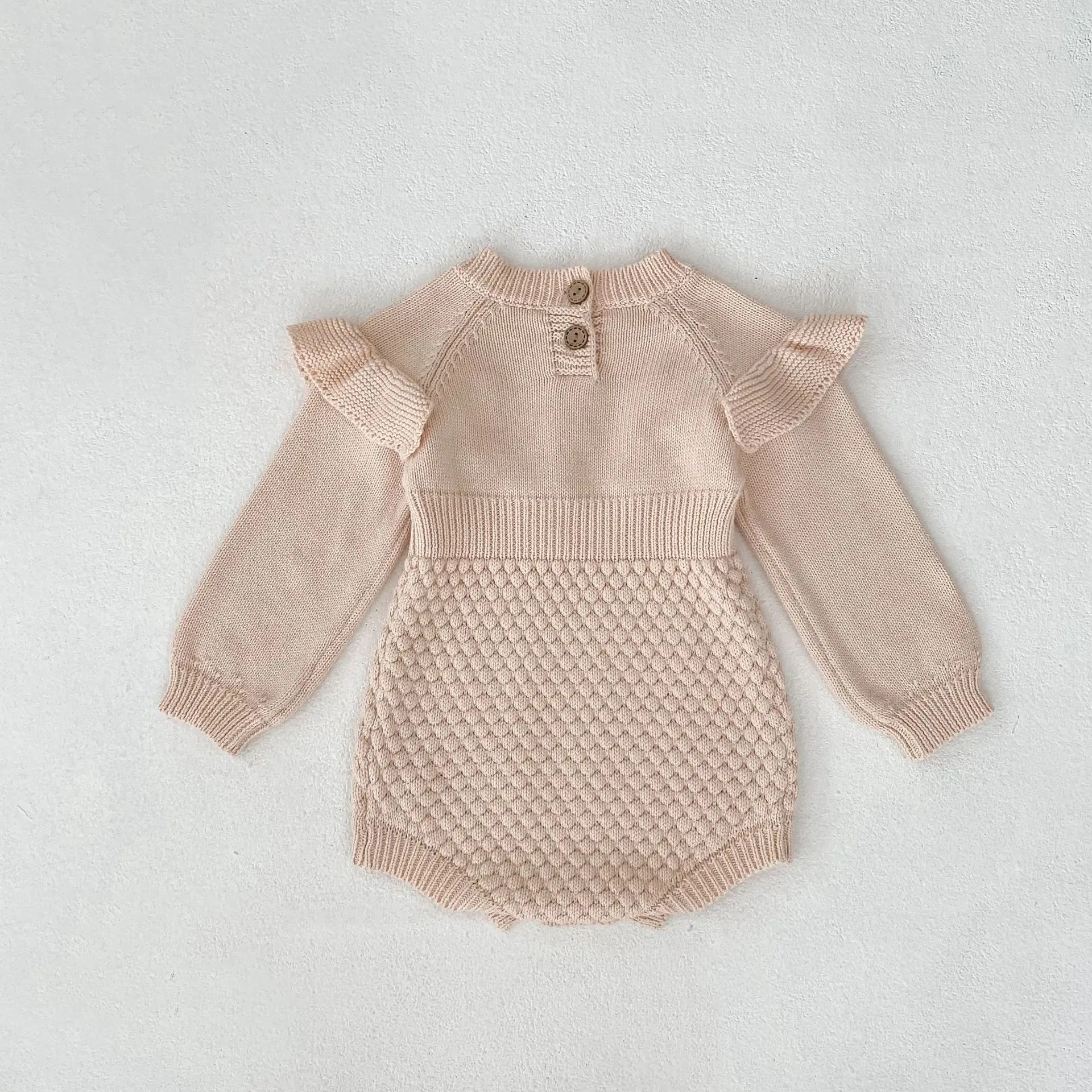 

Infant Girl Cute Flower Knitted Jumpsuit Newborn Toddler Clothes 0-24M 2025 Autumn New Baby Long Sleeve Knit Bodysuit Solid