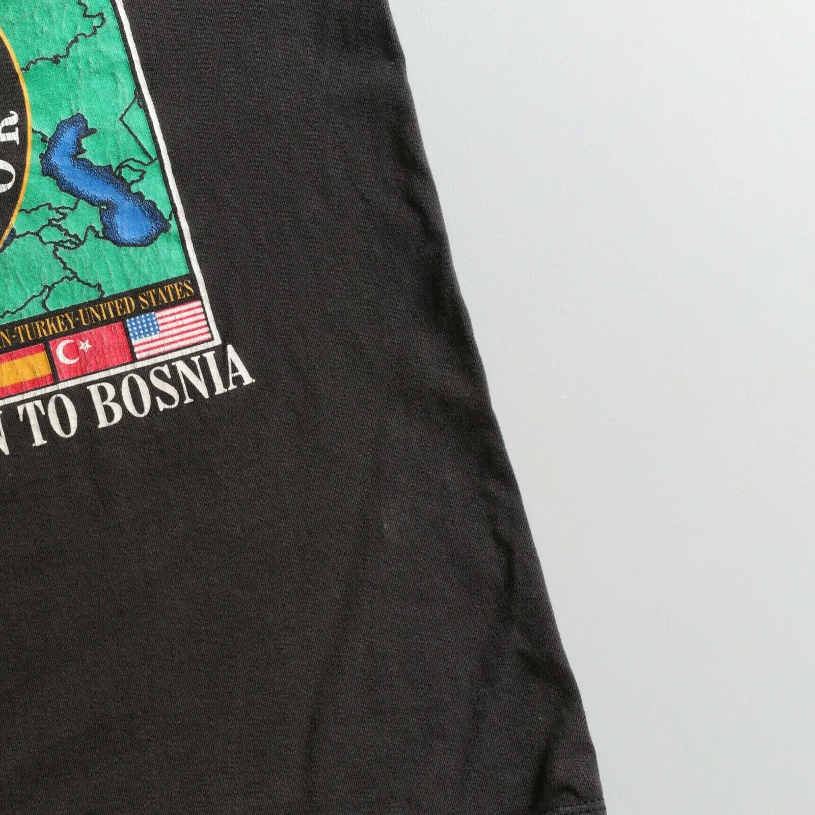 Vintage 90s Military TShirt Bosnia Operation Joint Endeavor Men\'s Short Sleeve 100% Cotton Casual T-shirts Loose Top Size S-3XL