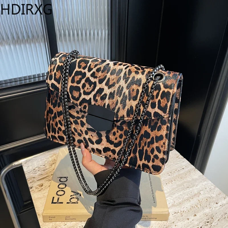 Hot Sale Women\'s Underarm Classic Leopard Print Bags Woman Fashion Shoulder Bag Girls Chain Bag Women\'s Handbags Popular Model