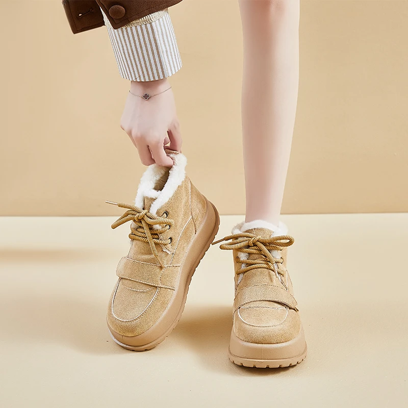 المرأة الشتاء جولة تو التمهيد سميكة القاع أحذية بوت قصيرة الدافئة صوف مبطن زيادة أحذية الثلوج الدافئة والأكثر مبيعا #5