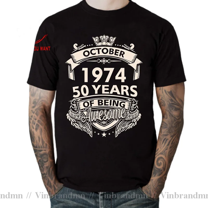 Awesome Born In 1974 November September October December January Febuary March April May June July August 50 Years Birth T Shirt