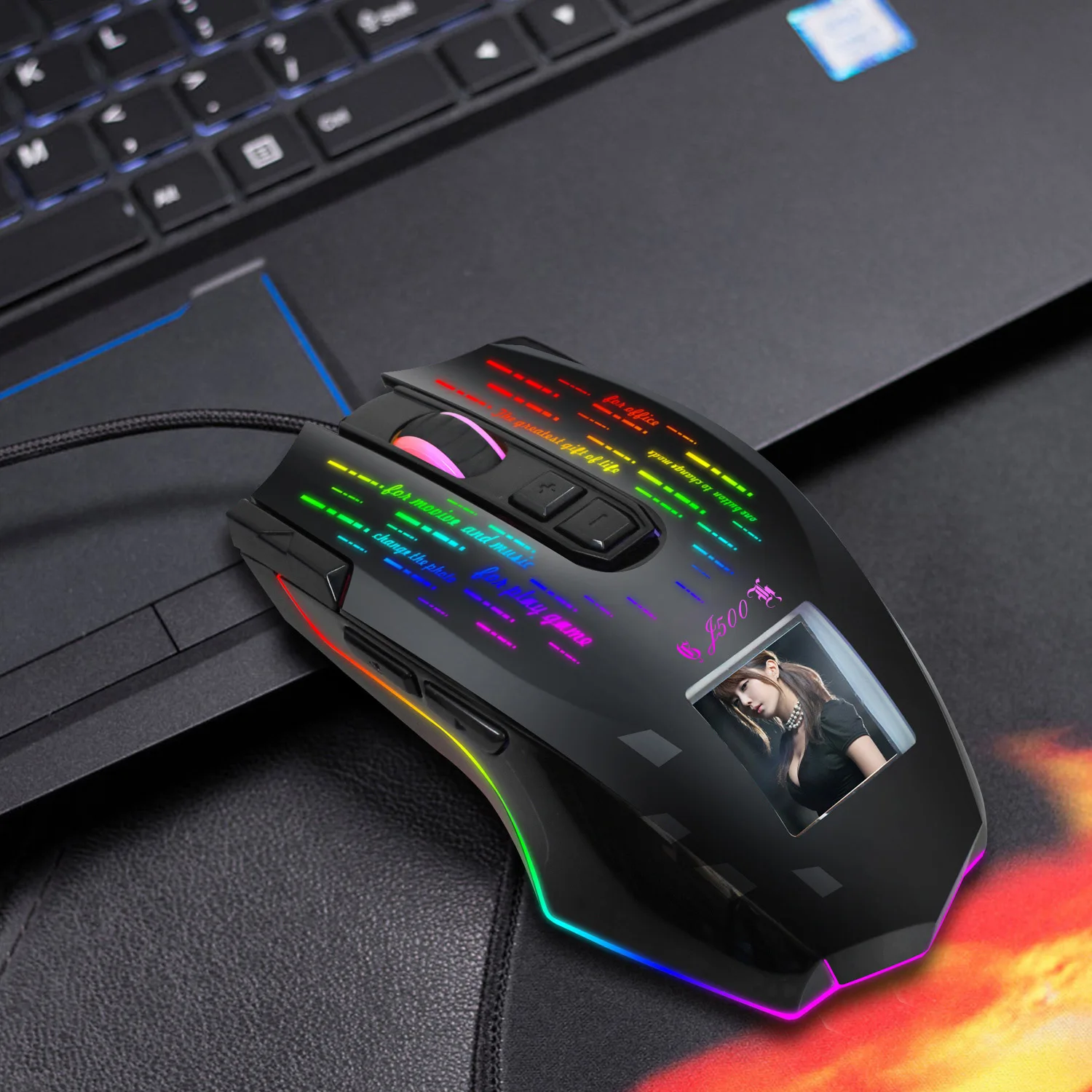 Cheap Magic Display Screen Computer Mouse Ergonomic Computer Mouse Gamer RGB Gaming Mouse J500