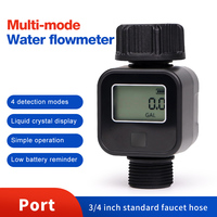 Digital Water Flow Meter 4 Traffic Modes IPX5 Irrigation Water Valve Flowmeter 3/4 Inch Faucet Hose Sprinkler for Outdoor Garden