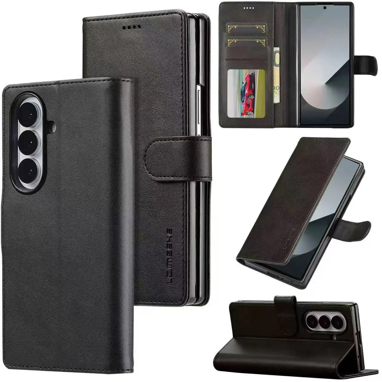 Funda de Cuero de Lujo con Tapa para Samsung Galaxy Z Fold 8 Ultra Fold 8 7 6 5 4, con Ranuras para Tarjetas, Tipo Cartera, Plegable, Estilo Libro