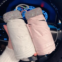 Ombrello da sole con strass da viaggio 6 costole anti-uv Mini tasca leggera protezione solare portatile protezione ultravioletta parasole Foldy