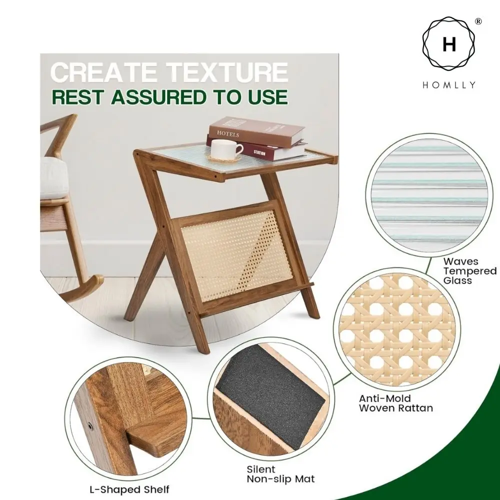 Homlly Z Rattan Side Coffee Tables