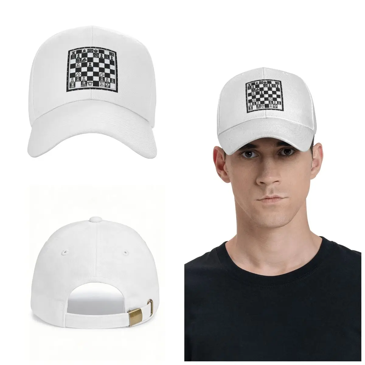 Chess Pieces On Board Cap Fashion Casual Baseball Caps Adjustable Hat Unisex Baseball Hats Customizable Polychromatic