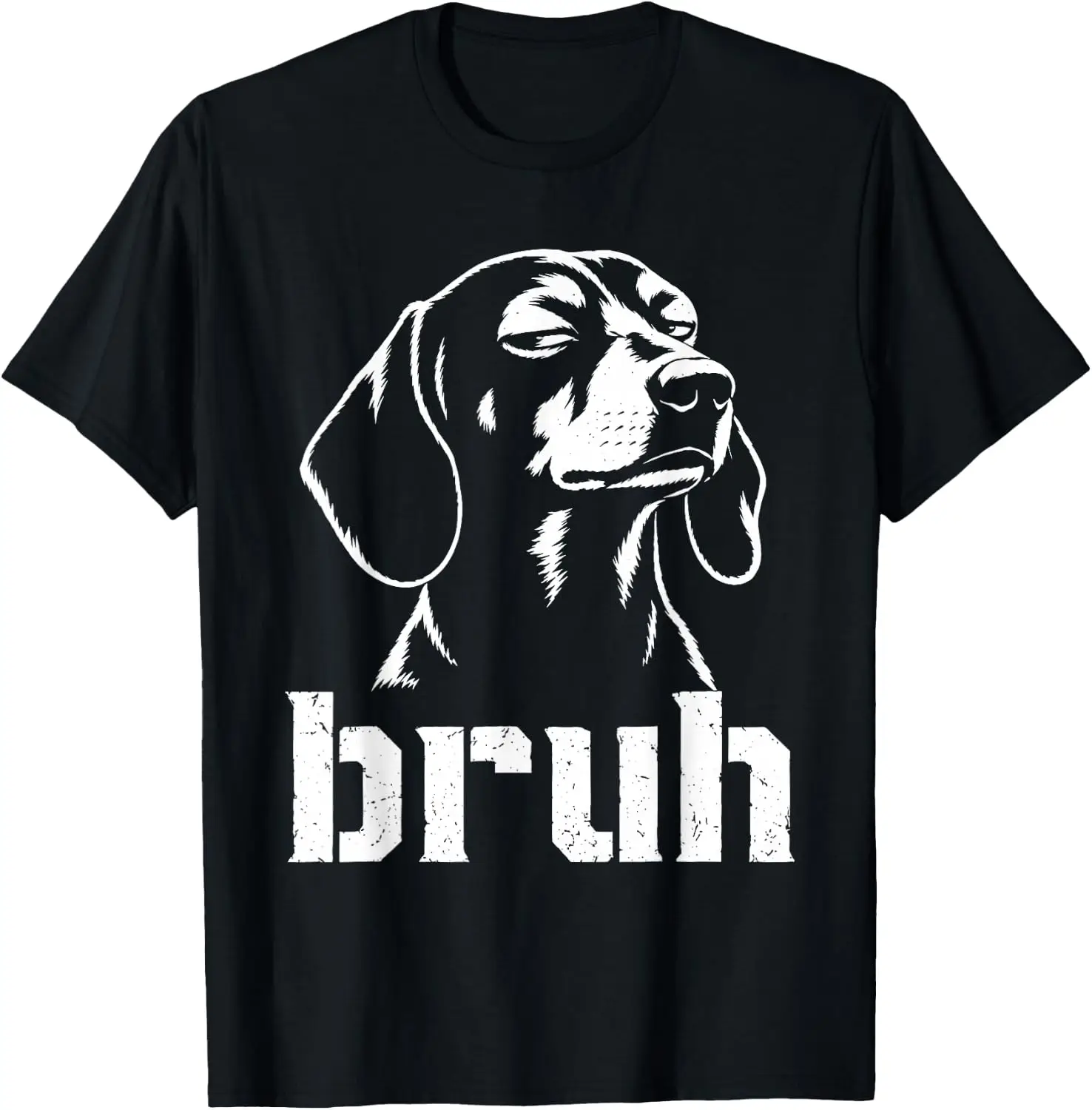 Bruh Dachshund Dog Meme Side Eye Judgmental T-Shirt Men Women Unisex Novelty Graphic T‑Shirt, Classic Crew Neck 100% Cotton Tee, Lightweight Anti‑Pilling Breathable Casual Tops, Year‑Round Daily Outfit, Holiday Birthday Present Tee for Friends Family