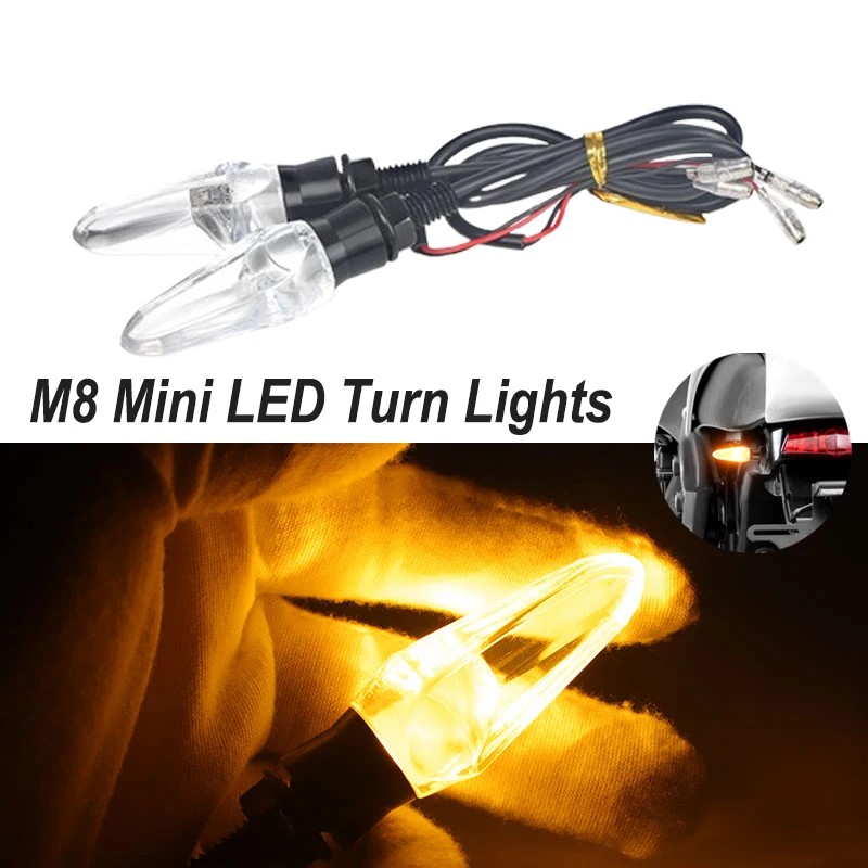 M8 Aluminium Blinker Licht Motorrad Mini LED Seite Richtung Marker Lampe 12V Gelb Anzeige Lichter 2 drähte für honda Yamaha