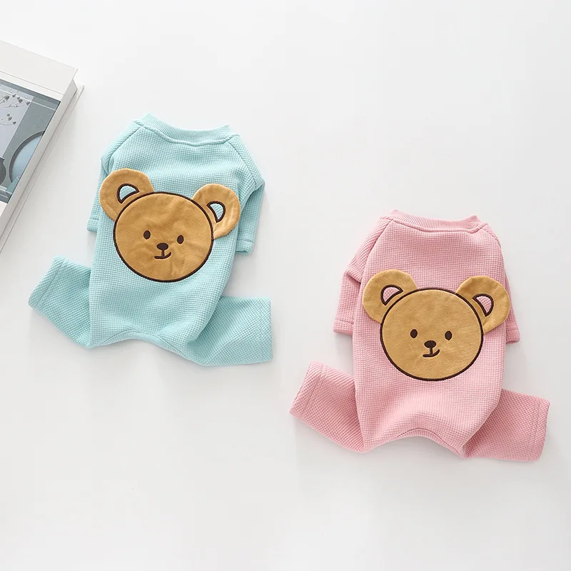 Autumn and Winter Pet Plaid Teddy Bear Four Legged Dog Jumpsuit Pet Four Legged Base Coat Teddy Bear Small Dog Clothes Pajamas